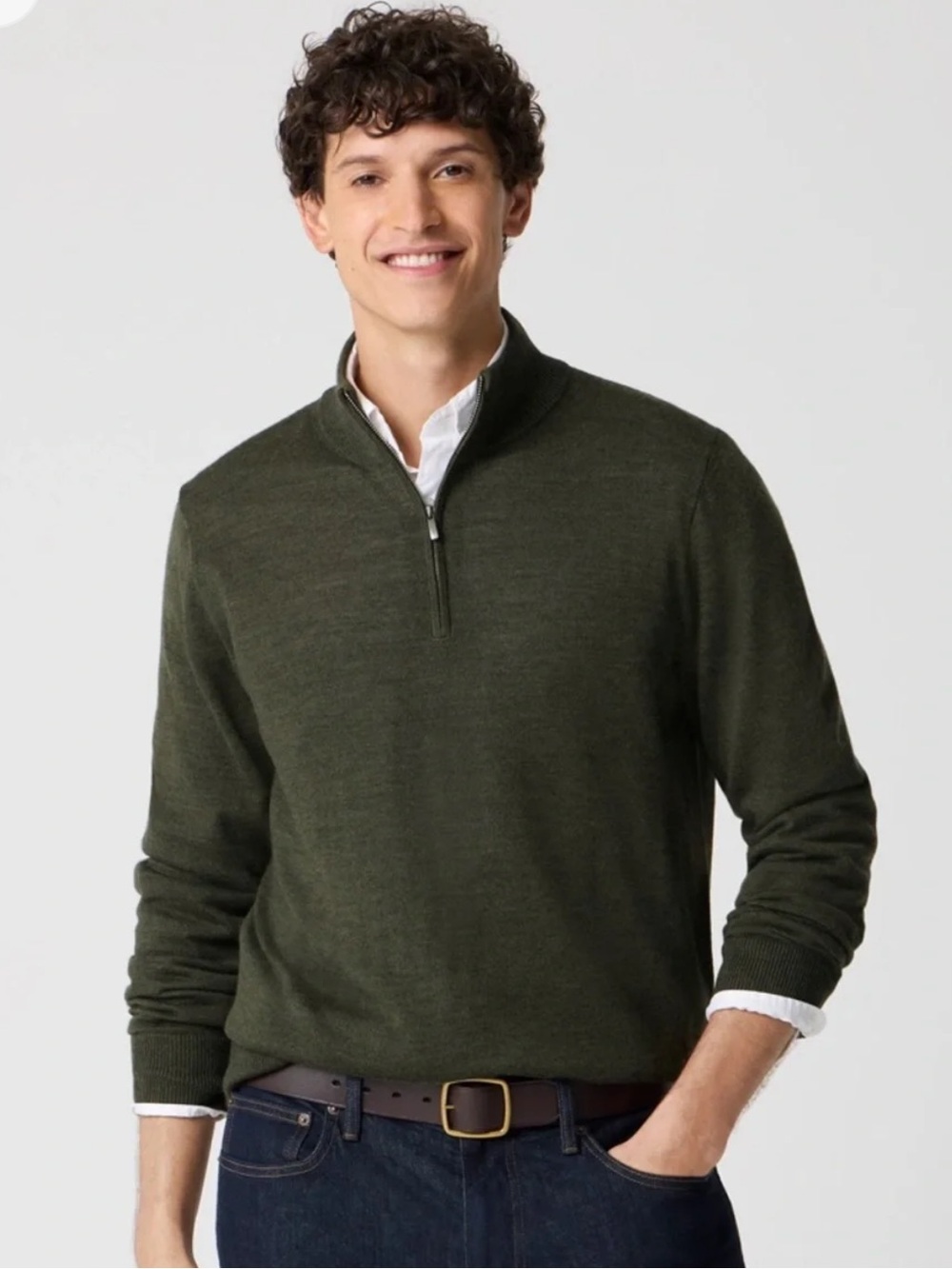 J. Crew Factory Merino Wool Half Zip Sweater
Heather Moss Green Medium
